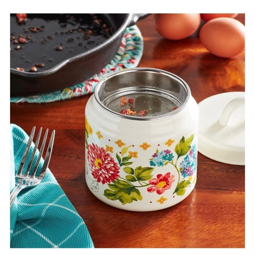 Pioneer Woman Breezy Blossom Enamel-on-Steel Grease Strainer